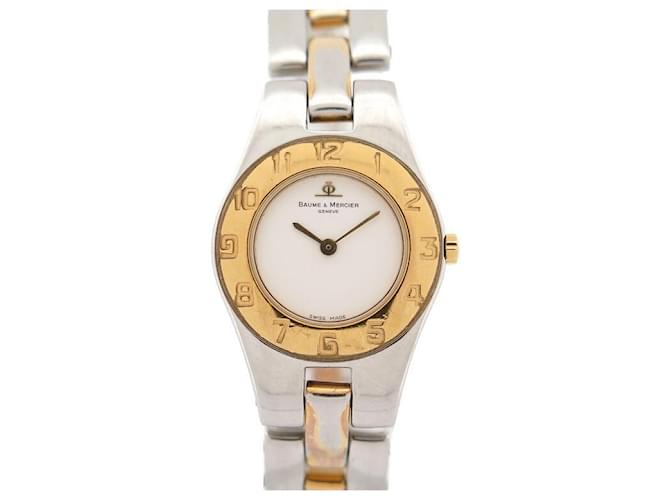 BAUME ET MERCIER LINEA WATCH 5261 24 MM TWO TONE GOLD STEEL QUARTZ WATCH