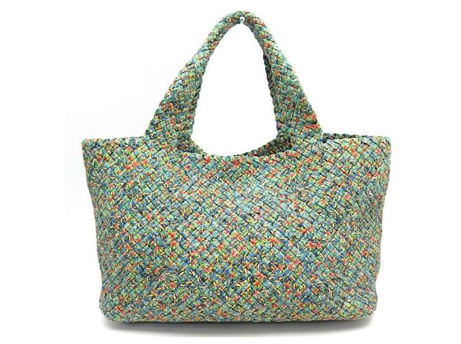 Autre Marque NEUF SAC A MAIN FALORNI CABAS CUIR TRESSE MULTICOLORE F7349 LEATHER HANDBAG  ref.517730