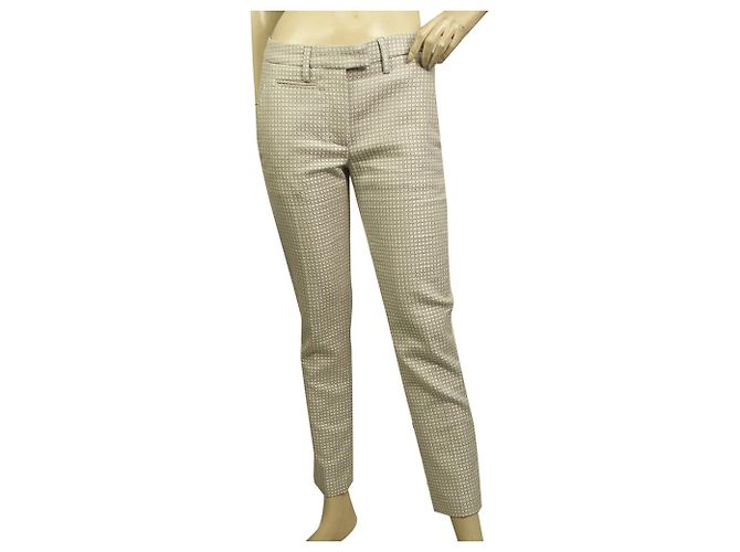 Dondup Grey Shiny Silver Geometric Pattern Karottenhose Hosengröße 26