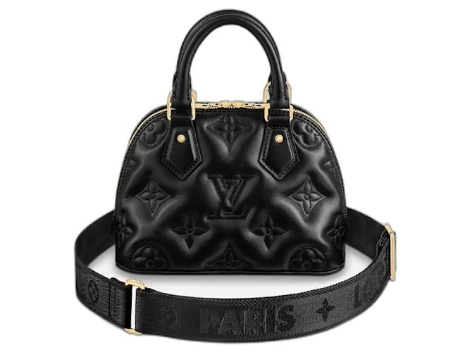 Louis Vuitton Black Quilted Monogram Calfskin Bubblegram Alma Bb Gold Hardware, 2022 (Like New), Womens Handbag