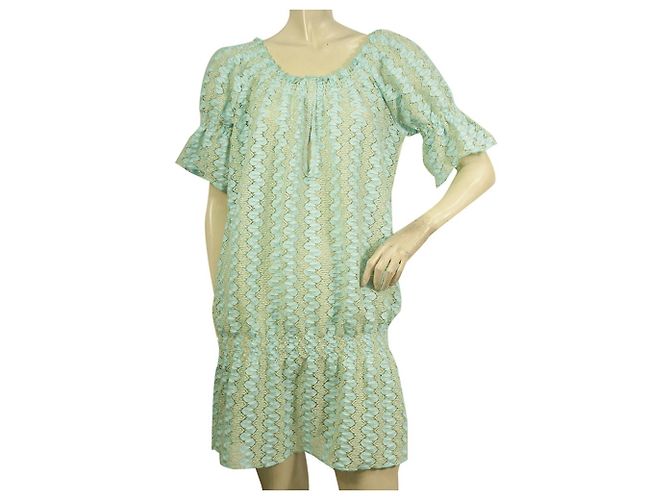 Melissa Odabash Blaues, glänzendes Mini-Sommerkleid mit kurzen Ärmeln, Einheitsgröße