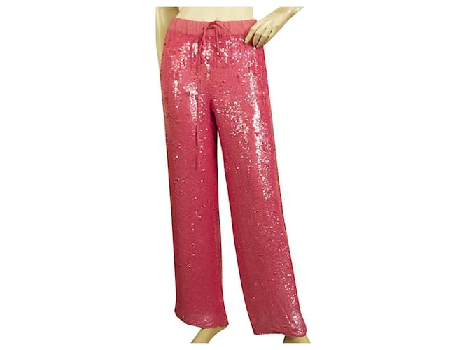 P.BEIM.R.O.S.H. Parosh Pink Sequined Shiny Wide Leg Hose Hose Größe S Viskose  ref.518220