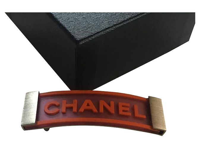 Accesorio para el cabello con pasador con logo CC de CHANEL Plata Naranja