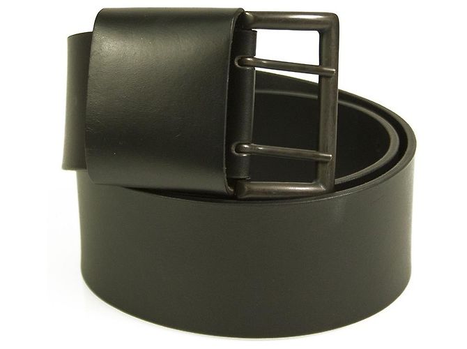 Rundholz Rundholtz Cinturón de mujer en piel negro con hebilla rectangular talla M