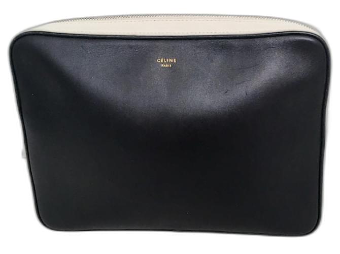 Céline by Phoebe Philo wristlet bag Black White Cream Cream Silver hardware Leather  ref.518338