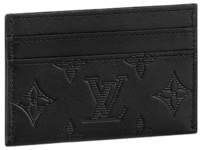 Louis Vuitton LV lined card holder leather Black