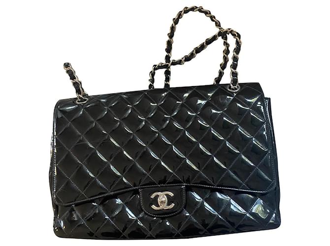 Chanel Classic timeless bag Black Patent leather  ref.518386