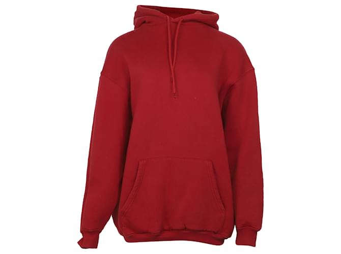 Sudadera con capucha de algodón rojo con logo estampado en la espalda de Balenciaga Roja  ref.518640