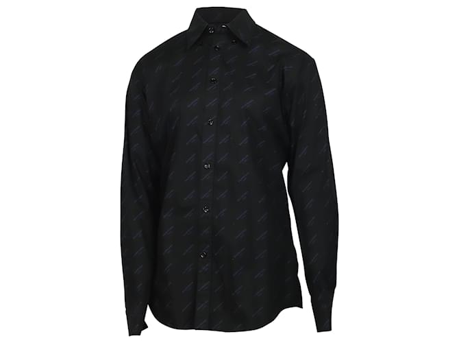 Balenciaga All-Over Logo Shirt in Black Cotton  ref.518651