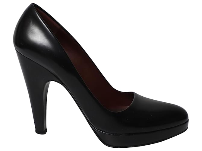 Sapatos de plataforma Prada em couro preto  ref.518661
