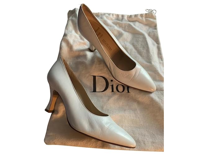 Christian Dior Talons Cuir Blanc  ref.518682