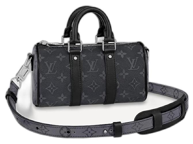 Louis Vuitton LV Keepall XS Sonnenfinsternis Grau Leder  ref.518932