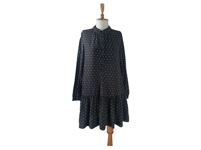Noa Noa Kleid grau gepunktet Viscose