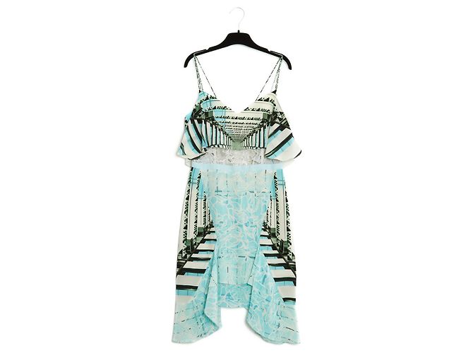 Peter Pilotto BABADO DE SEDA TURQUESA EM36 Branco