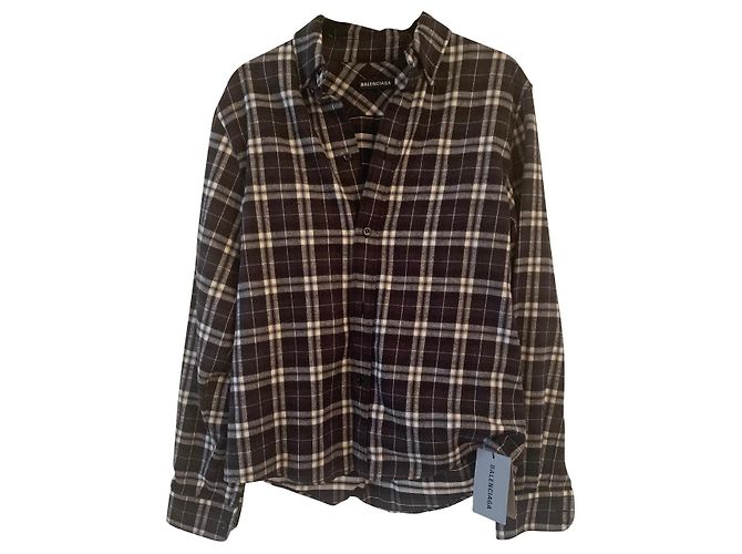 Balenciaga camisa xadrez preta e branca Preto Branco Multicor