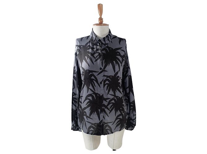 Ganni Top Shirt Grau Viscose