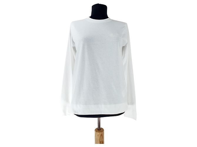 Top Ganni Blanco de Manga Larga con Logo