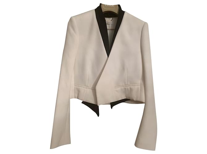 Giacca blazer corta bianca e nera di Chloé Nero Bianco Viscosa  ref.519068