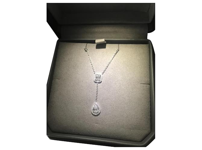 MESSIKA WHITE GOLD DIAMOND NECKLACE MY TWIN TIE 0,40CT X2  ref.519130