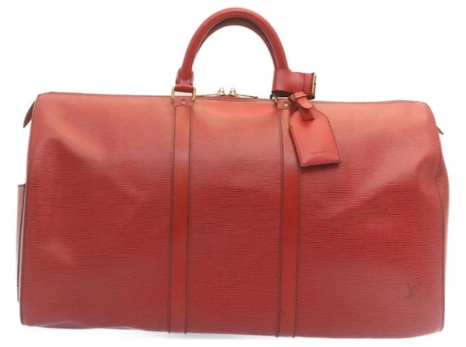 Louis Vuitton Keepall 50 Red Leather  ref.519489