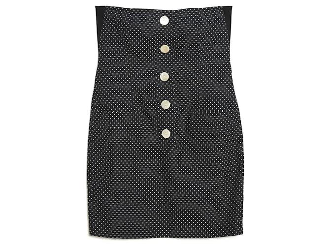 Yves Saint Laurent BLACK POLKA LINEN EN38 Cotton  ref.519514