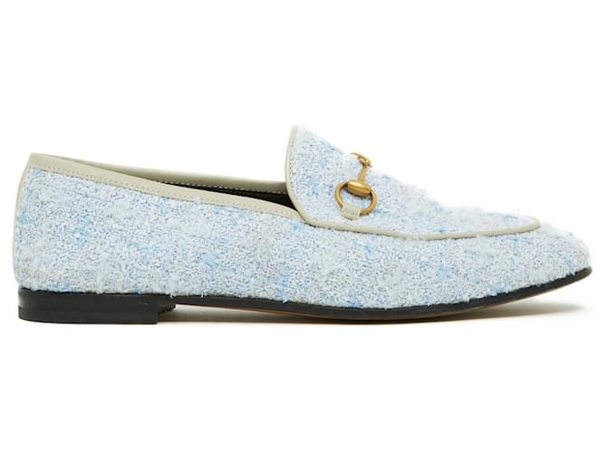 gucci blue tweed loafers