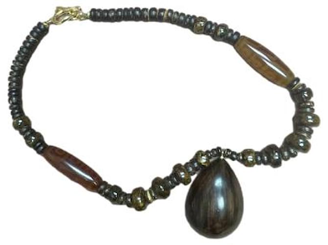 Autre Marque wooden necklace Brown  ref.519524