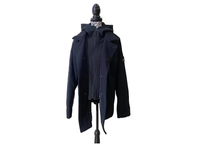 stone island jacket parka jacket Black Blue Wool  ref.519527