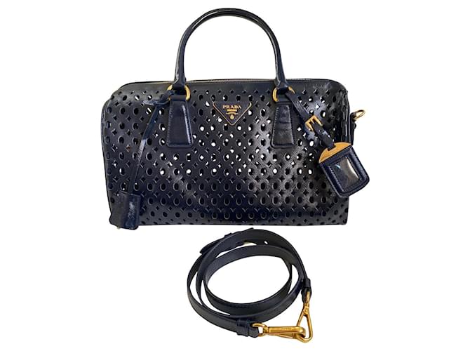 Prada Handbags Blue Patent leather  ref.519594