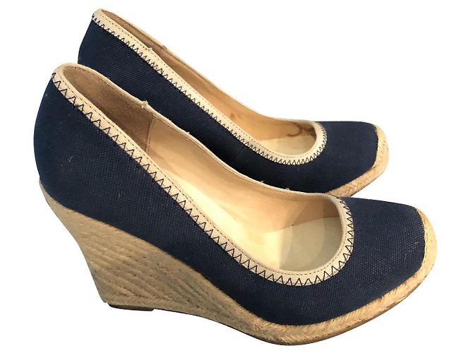 Steve Madden Blue Cloth Wedge Espadrilles 37.5