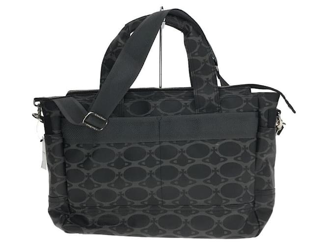 Vivienne Westwood Orb Design 2WAY Briefcase / Shoulder Bag / Nylon / Cowhide / BLK / Monogram Black  ref.519600