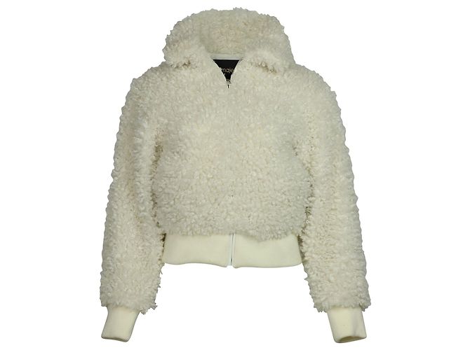Maje Blanche Faux Fur Jacket in White Polyester