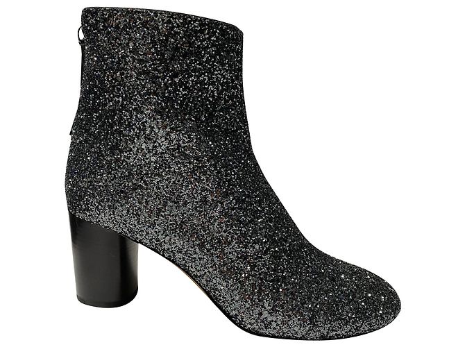 Isabel Marant Ritza Ankle Boot com Glitter Silver Prata