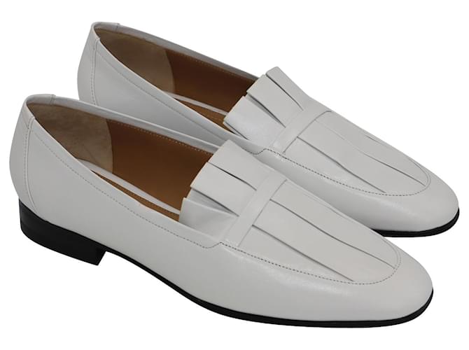 The Row Adam Pleat Moccasin Flats in White Leather  ref.519630
