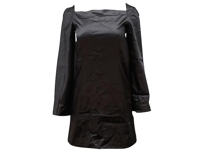 Autre Marque Rosetta Getty Square Neck A-line Mini Dress in Black Viscose Silk  ref.519632