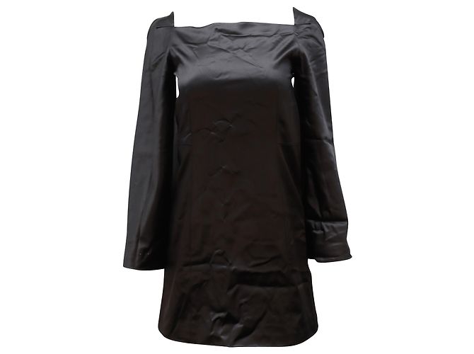 Autre Marque Rosetta Getty A-Linien-Minikleid mit eckigem Ausschnitt aus schwarzer Viskose