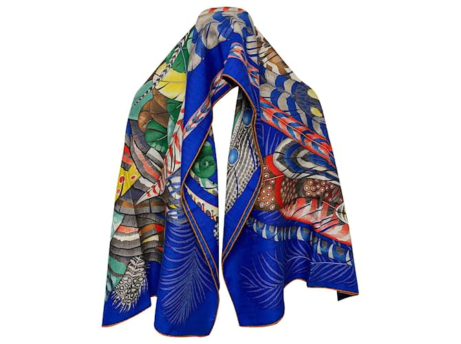 Hermès Hermes Plumes en Fete Shawl in Multicolor Cashmere Multiple colors Wool  ref.519644
