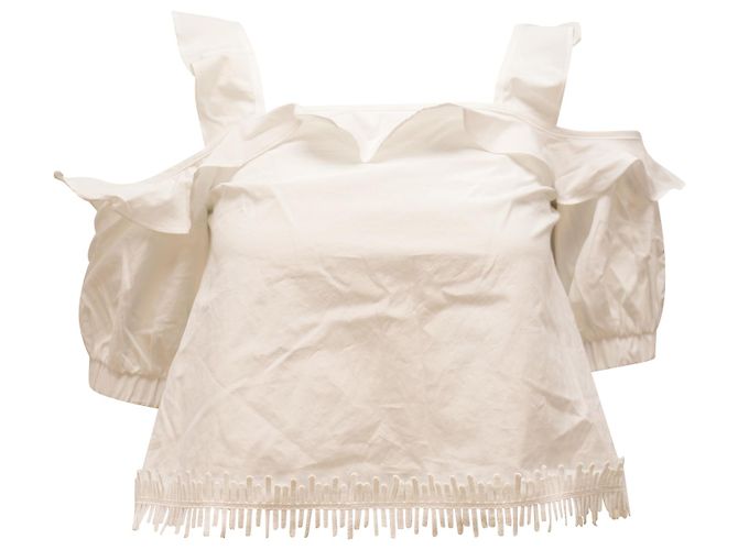 Nicholas Kirkwood Nicholas Cold Shoulder Top em algodão branco