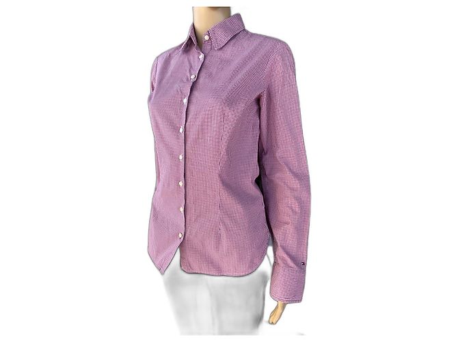 Camicia Tommy Hilfiger Rosa e Bianca in Cotone Bianco