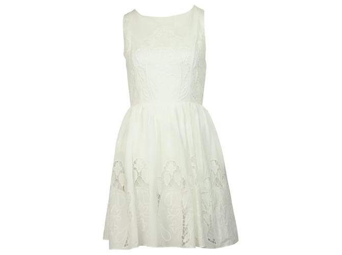 Alice + Olivia Lace Mini Dress in White Cotton  ref.519851