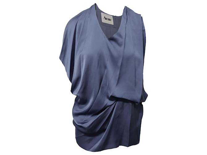 Autre Marque Acne Studios Draped Cocktail Dress in Blue Polyester  ref.519859