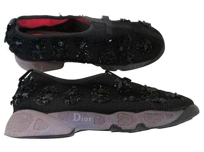 Christian Dior Black "fusion" sneakers, 36IT. Cloth  ref.520100