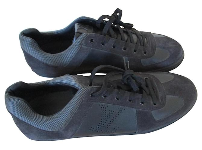Louis Vuitton Sneakers bi matières, pointure 11,5. Cuir Noir  ref.520102