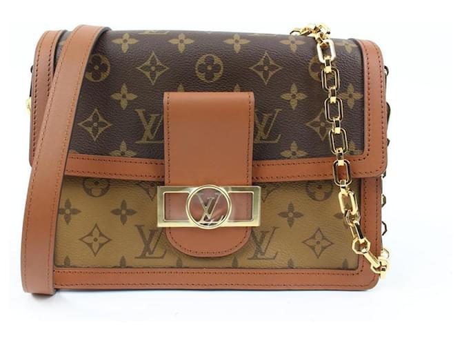 Louis Vuitton Monogram Reverse Dauphine MM Flap Crossbody Chain Bag Leather  ref.520174