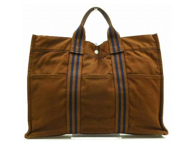 Hermès [Gebraucht] Hermes HERMES Tote Bag Full Tote MM Brown 100% Baumwolle Braun  ref.520263