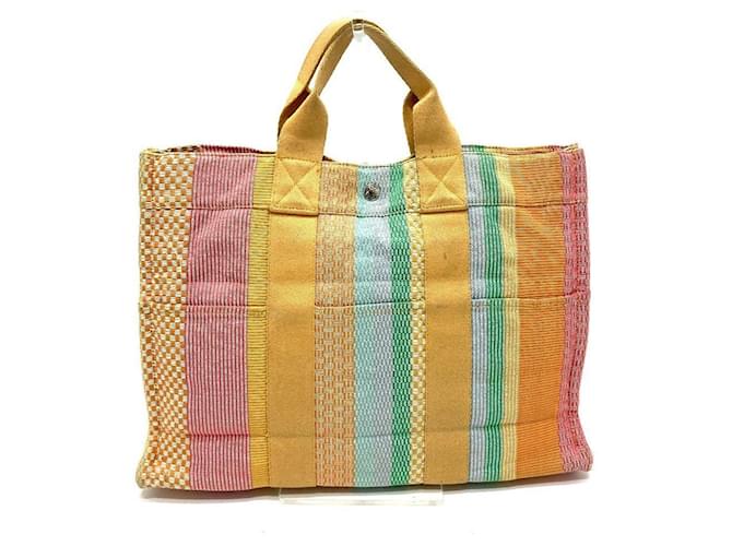 Hermès [Usato] negozio modello limitato fool toe MM borsa tote borsa in cotone da donna multicolore  ref.520269