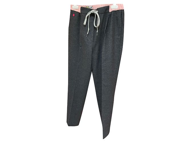 Calça Vicomte Arthur de lã rosa e cinza