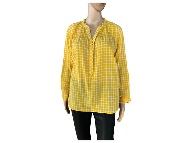 J.Crew Popover Hemd mit Rüschen Gelb Baumwolle S