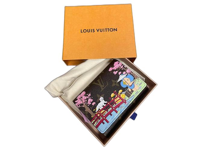 Carteira dos homens de Louis Vuitton Marrom Rosa Couro  ref.521120