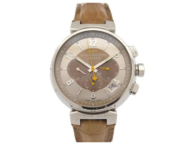 LOUIS VUITTON TAMBOUR LV WATCH277 43MM AUTOMATIC STEEL WATCH Silvery  ref.521204